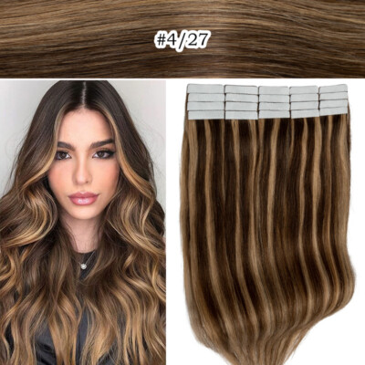 Tape-In Thick Real Human Remy 9A Hair Extensions Skin Weft Remi 80PCS/Full Head