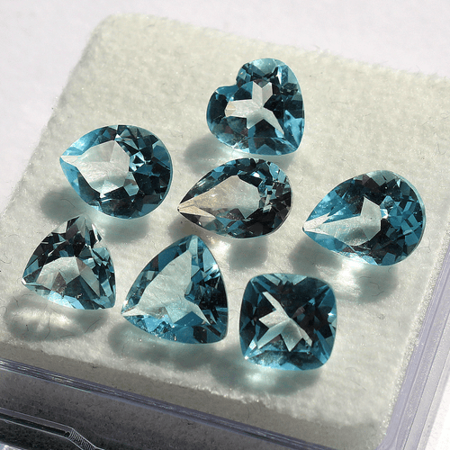 VVS 7 Pcs Natural Blue Topaz Untreated 7.1mm-9.4mm Mix Faceted Cut Gemstones Lot - Picture 5 of 12