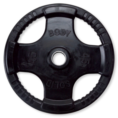 Body-Solid Rubber Coated Olympic Weight Plate (1) with Anti-Slip Grip, 45 Lb.