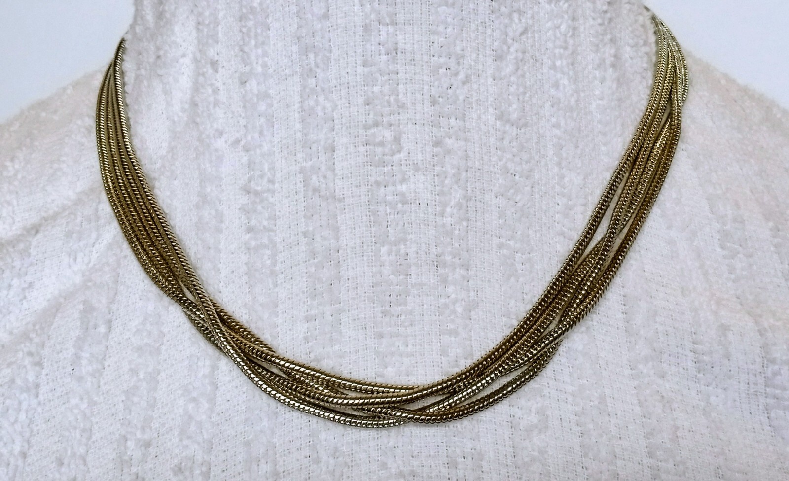 Multiple Silvertone Snake Chain Collar Necklace 1… - image 2