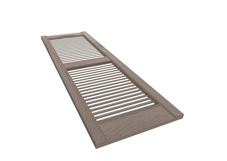 Standard Cathedral Top Center Mullion, Open Louver Shutter Pair 14.5" W x 48" H - Image 2 of 4