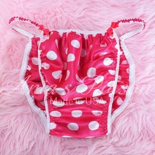 Sissy Satin Panties for MEN Hot Pink White Polka Dot string Bikini Or bra skirt