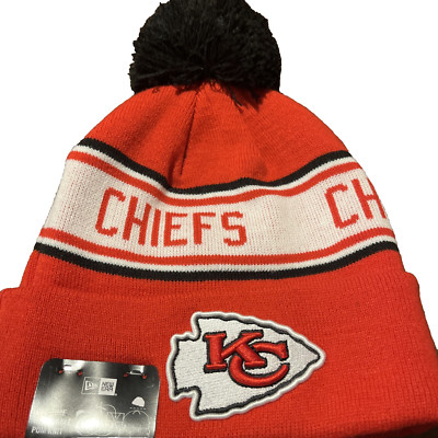 Kansas City Chiefs Knit Winter Hat Beanie New Era Removable Pom Red Striped NWT