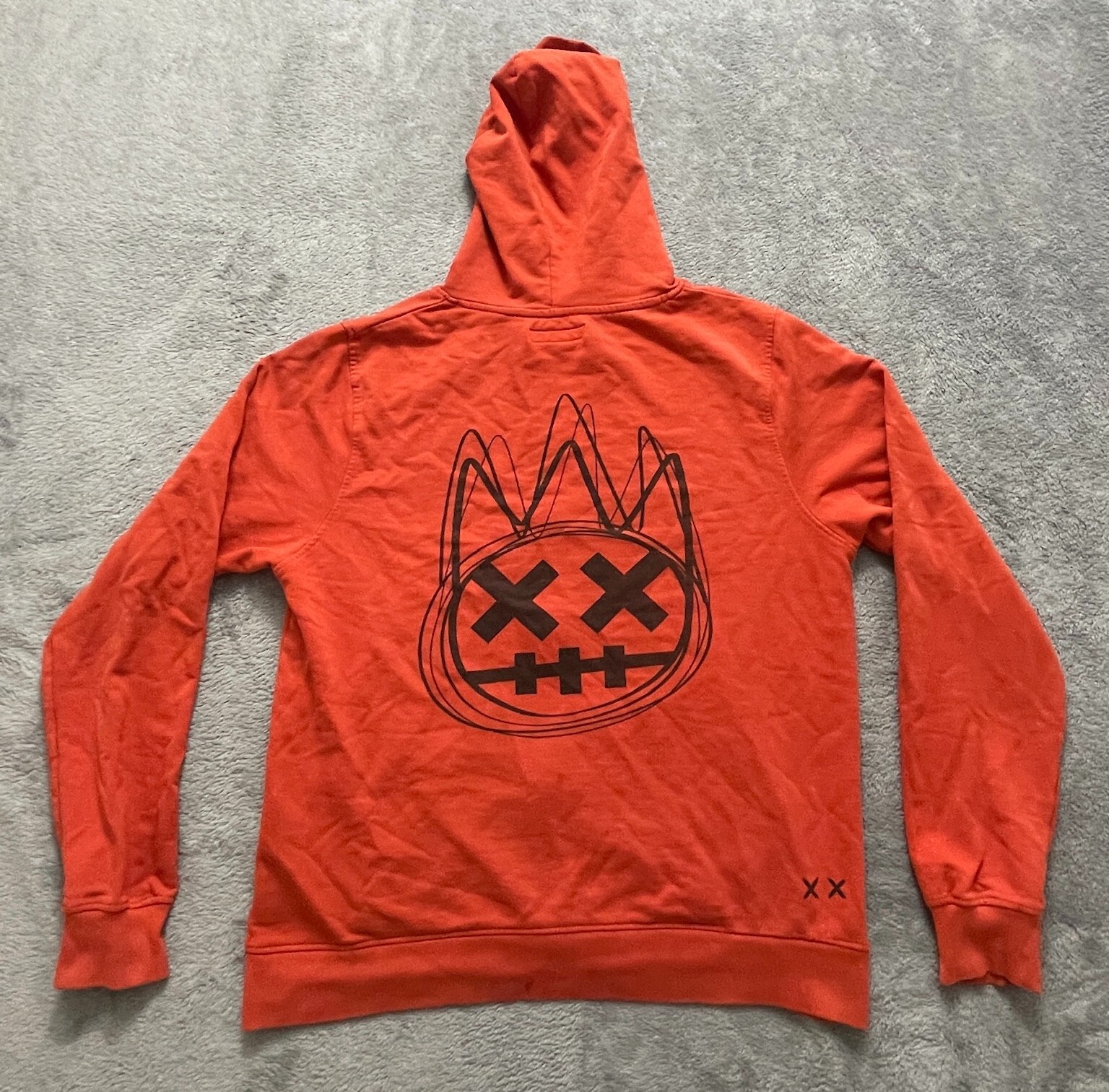 Cult of Individuality Hoodie Mens Size Medium Orange Graphic Full Zip Y2K Skater