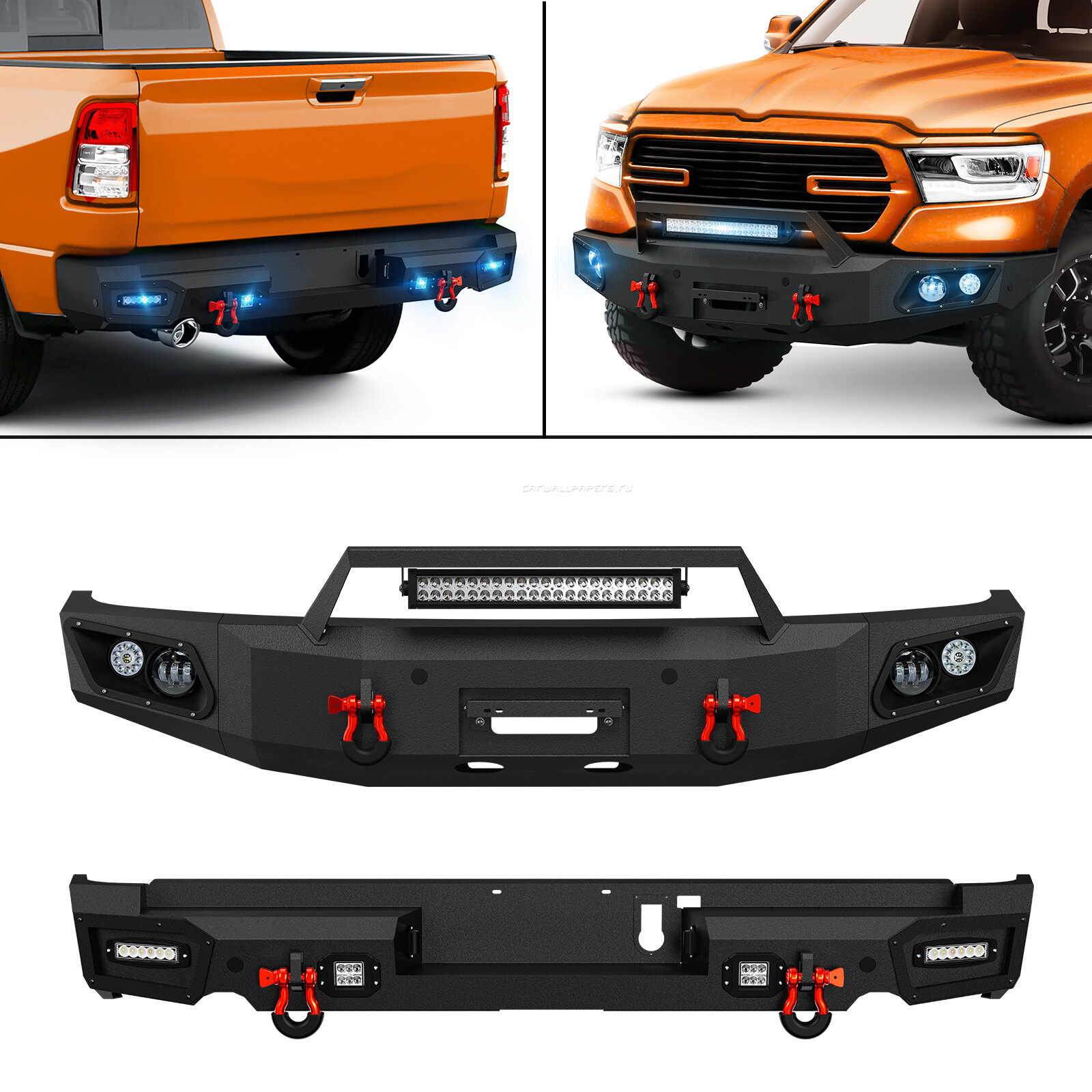 W/ Sensor Holes Front /Rear Bumper For 2019-2024 Dodge Ram 1500 (Not For Classic