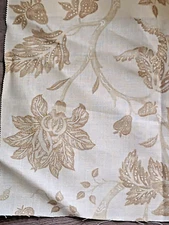 British 100% linen "Arles" fabric sample 23"X17" Beige cream floral Vintage