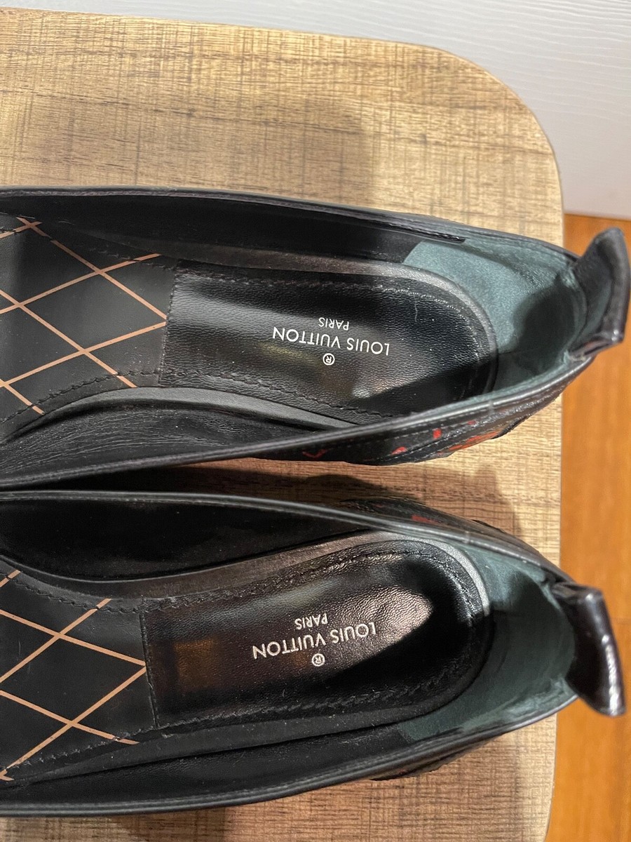 LOUIS VUITTON BLACK RED MONOGRAM REVIVAL BALLERINA FLAT