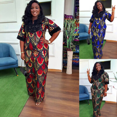 Plus Size Kaftan African Women Long Dress Dashiki Robe Evening Party Gown Abaya