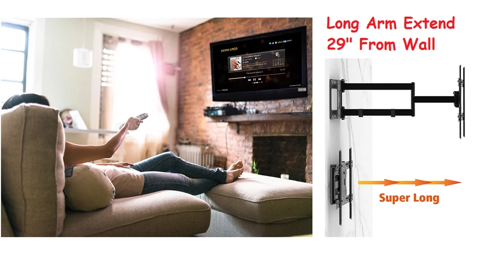 MP-L28-600 Long Arm Full Motion TV Wall Bracket with 29" Extension 32 - 70 TV - Image 2 of 4