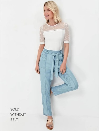 M\u0026CO Womens Pale Blue Lyocell Trousers 