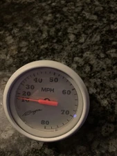 Baja Marine Faria Platinum Face & Gray Bezel Speedometer 80 MPH Mechanical Pilot