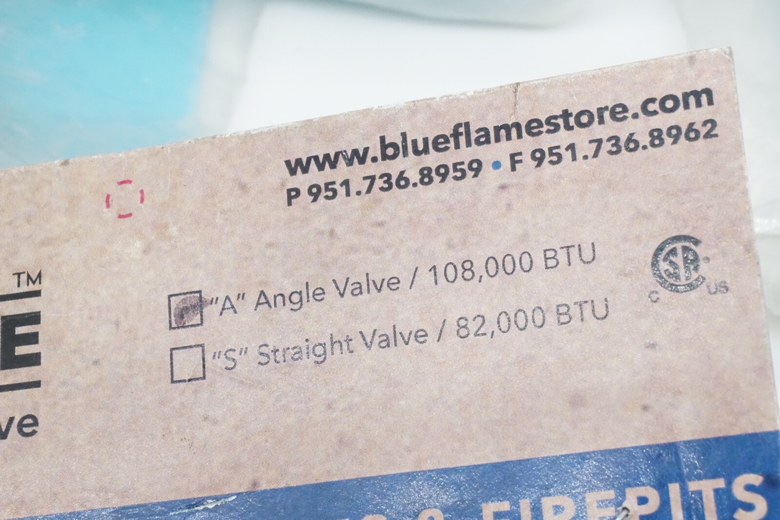 8 Pack New Blue Flame BFA-911 Angled Log Lighter Gas Valve 1/2" "A" 108,000 BTU