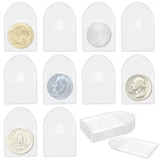 200 Pack 2" Single Pocket Coin Sleeves, Plastic Coin Collection Supplies 