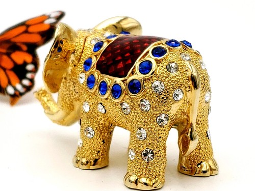 Caja de baratijas Jere Gold Elephant - Estaño esmaltado con cristales - Imagen 8 de 16