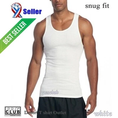 Lot 3 PRO CLUB A SHIRTS TANK TOP WHITE ProClub Mens Wife Beater Undershirt S-7XL