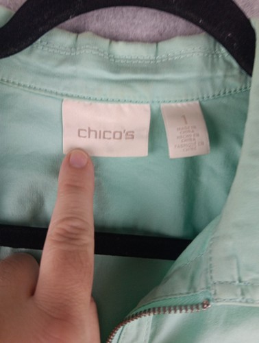 Chico's Damen Gr. 1 Mintgrün Langarm Full Zip Jacke Mantel - Bild 2 von 6