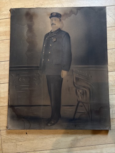 Antique Old Fire Station Find Portrait Of Local Fireman 16” X 20”
