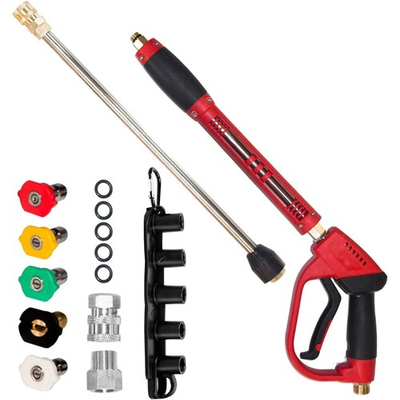 #ad Pistola De Presion 5000 PSI Con Extension De Varilla Y 5 Boquillas Lujo $55.17