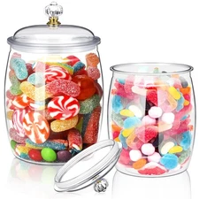 2 Pcs 148 and 128 oz Plastic Candy and Cookie Jar 1.16 & 1 Gallon Plastic Jar...