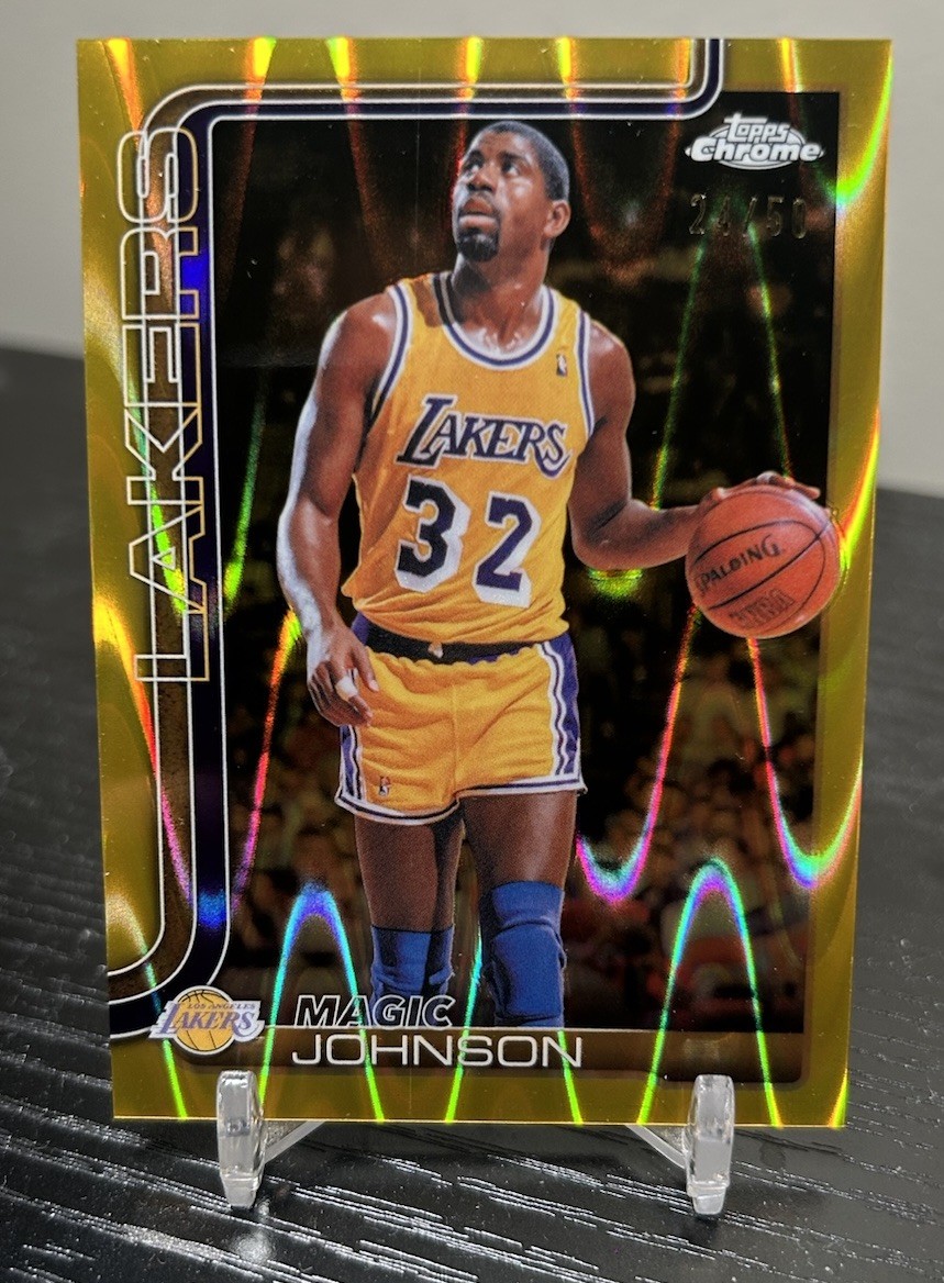 2025-26 Topps Chrome Update Magic Johnson Gold RayWave /50 #149 Lakers