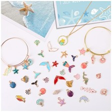 Gold Sea Charms for Jewelry Making - 120 Pcs