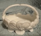 Vintage Westmoreland Milk Glass Dogwood Split Handle Basket Candy / Trinket Dish — photo 1