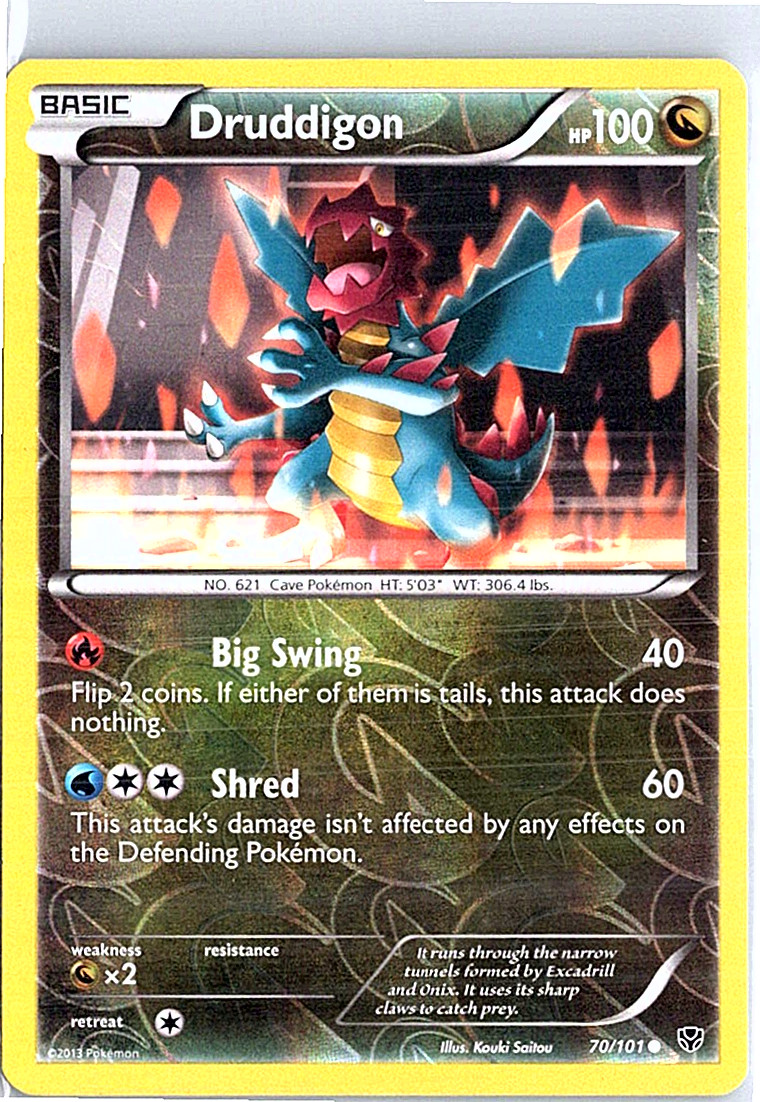 Pokemon Card Druddigon 70/101 Plasma Blast Reverse Holo