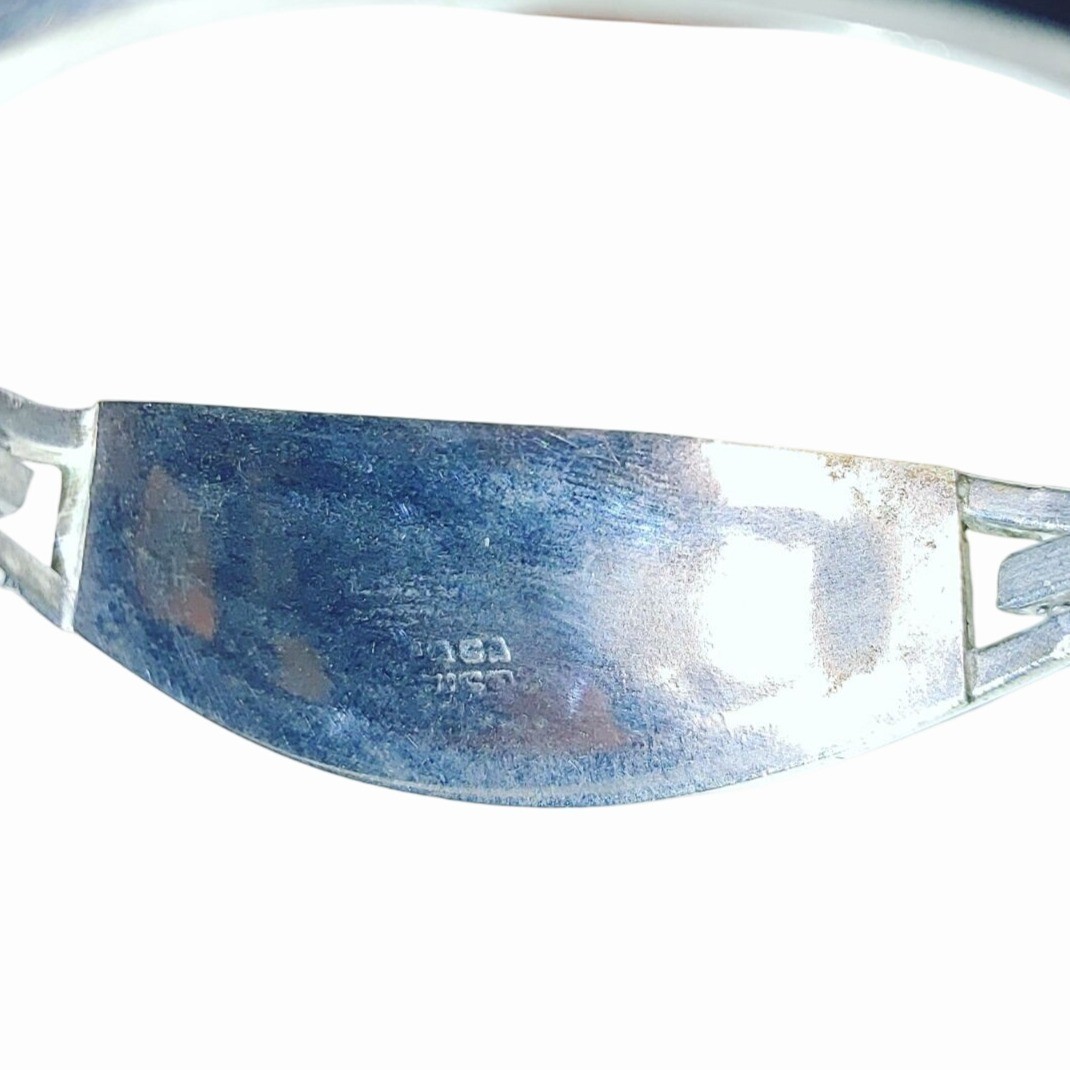Alpaca Silver Bangle Bracelet Abalone Shell Blue … - image 17