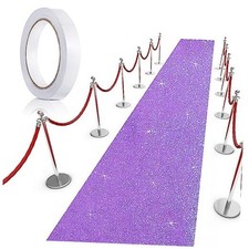 Carpet Runner Runway Rug 55 GSM Thickness with Carpet Tape for Glitter Purple