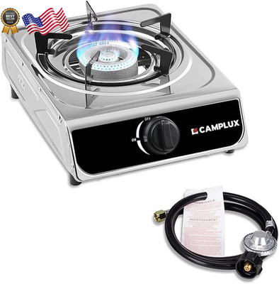 Portable Stainless Steel Propane Stove 9,800 BTU - Single Burner Gas Cooker