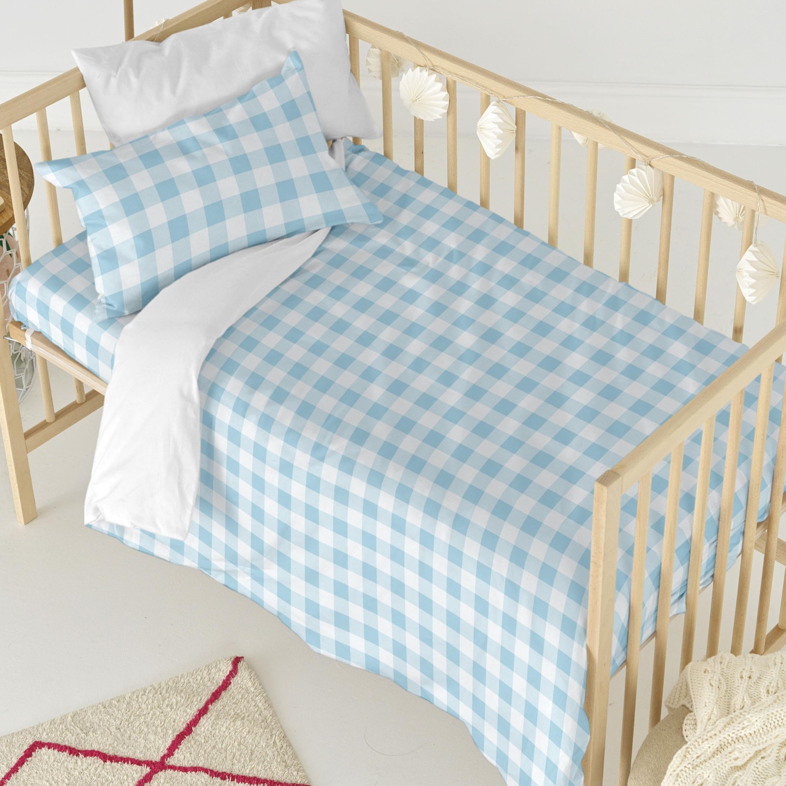 Vichy Juego nórdico 2 piezas 100x120 cm (Cuna) Azul (l2g)