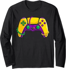 Video Game Beads Mardi Gras Gamer Design Long Sleeve Tshirt