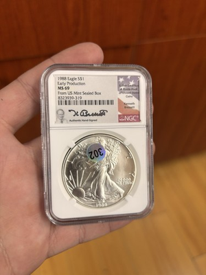 #ad 1988 Silver Eagle $1 – MS69 Early Production – Kenneth Bressett Hand Signed $249.00