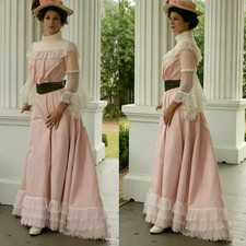 British Jane Austen Cosplay Dress Black Printed High Waistline Regency Day Dress