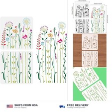 Wildflower stencil 12x12 inch 2pc PET plastic painting template for wall