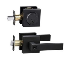 Front Door Lock Set Exterior Door Lock Set,Door Handle with 1 Pack Matte Black