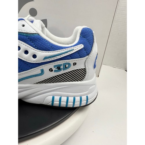 Saucony 3D Grid Hurricane Shoes Womens Size 8.5 White Royal Blue Lace up Leather - Picture 2 of 11