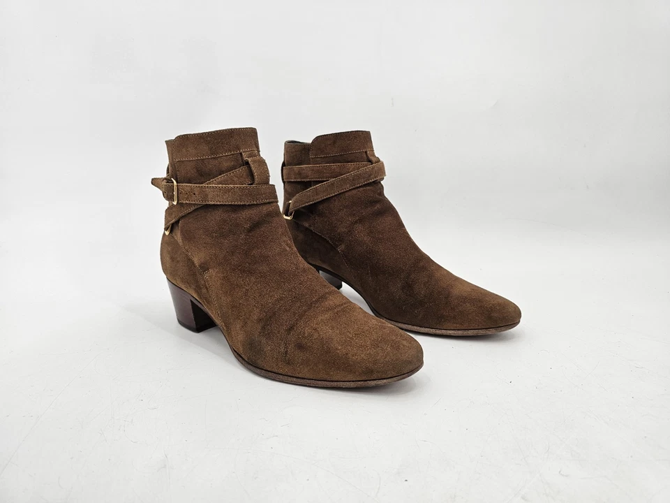 YSL Saint Laurent Jodhpur Ankle Boots Women Size 38  Beige Suede - Image 2 of 4
