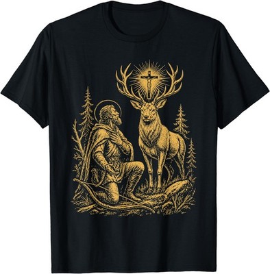 St. Hubert and the Stag Christian Hunter Vision Art T-Shirt