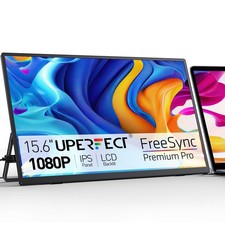 UPERFECT 15.6 Portable Monitor, 1080P FHD IPS Display, USB-C HDMI, Built-In