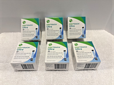 One Touch Ultra Test Strips - 25 Count x 6 Exp: 02/28/26