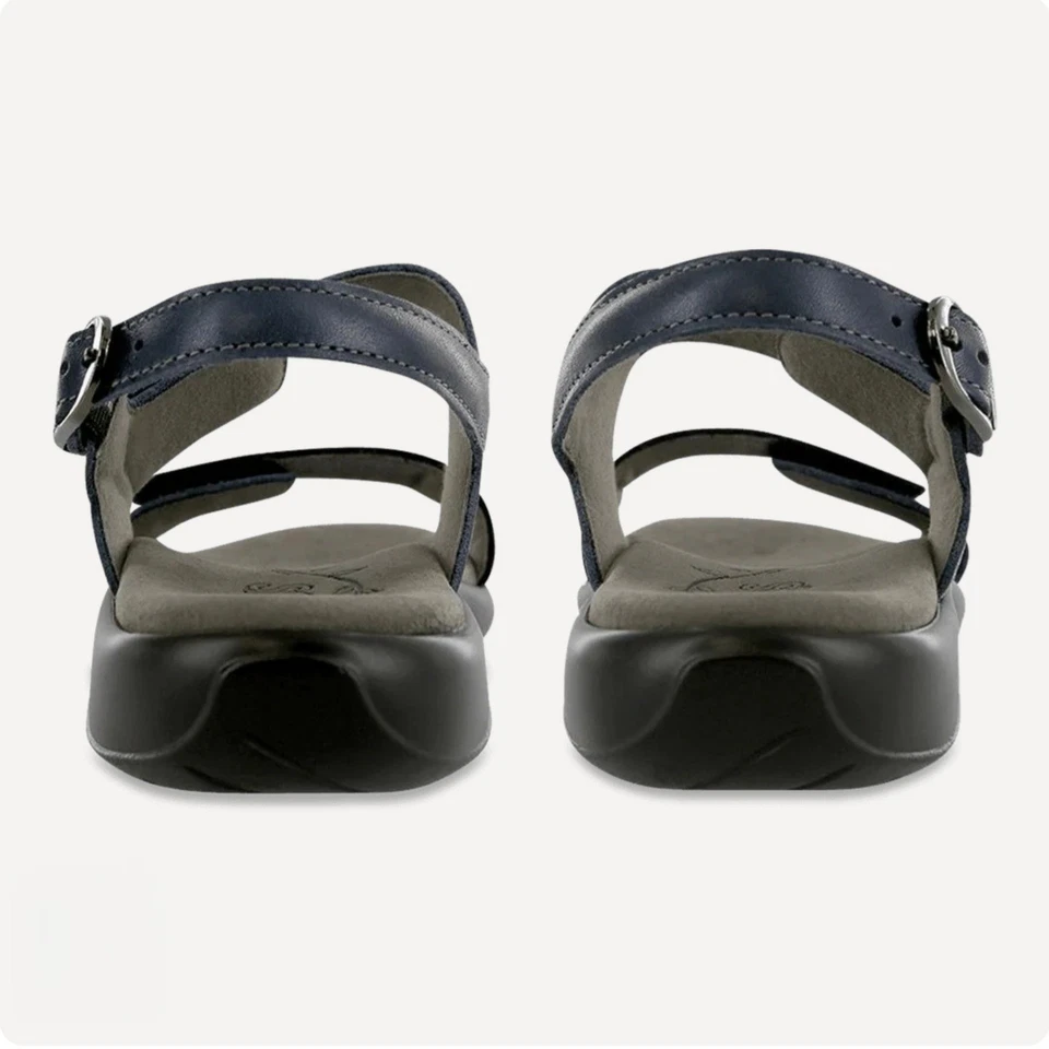 ($159) New SAS Nudu Women's Navy Black Heel Strap Sandals Size 8 - Image 3 of 4