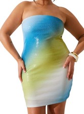 New Ombre Sequin Bandeau Mini Dress Size 18 NWT RRP £45