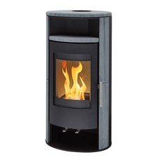 H&M Kaminofen Basic 2.0 schwarz Naturstein Kamin Heizofen Ofen Schwedenofen