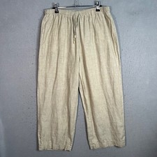 Escada Sport Womens Size 30 Waist Beige Linen Elastic Waist Pants W/ Drawstring