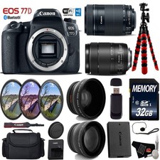 Canon EOS 77D DSLR Camera 18-135mm is STM Lens  55-250mm is STM Lens  UV FLD