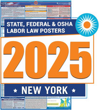 2025 New York Labor Law Poster- State, Federal, OSHA Compliant- Workplace Requir