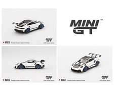 Mini GT Porsche 911 (992) GT3 RS Weissach Package White w/ Indigo Blue #853 1/64