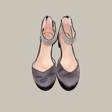 Mix No. 6 Girls Dress Shoes Black Rhinestone Ankle Strap Block Heel Zip size 3