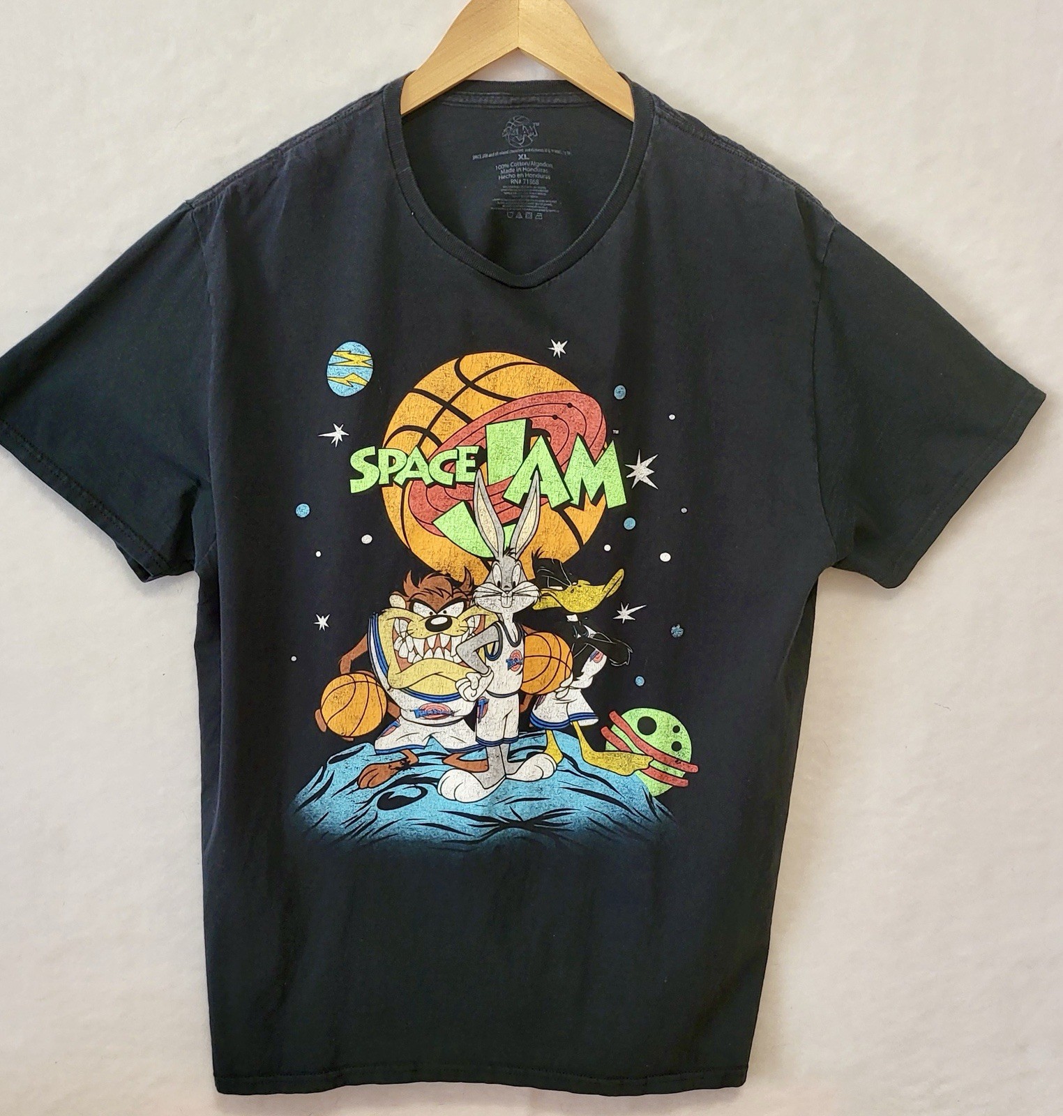 Space Jam Grunge Streetwear T-Shirt Unisex Black XL 100% Cotton
